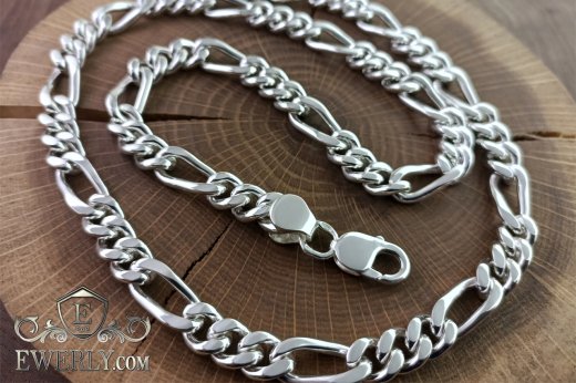 Men's chain "Figaro" of silver, фото